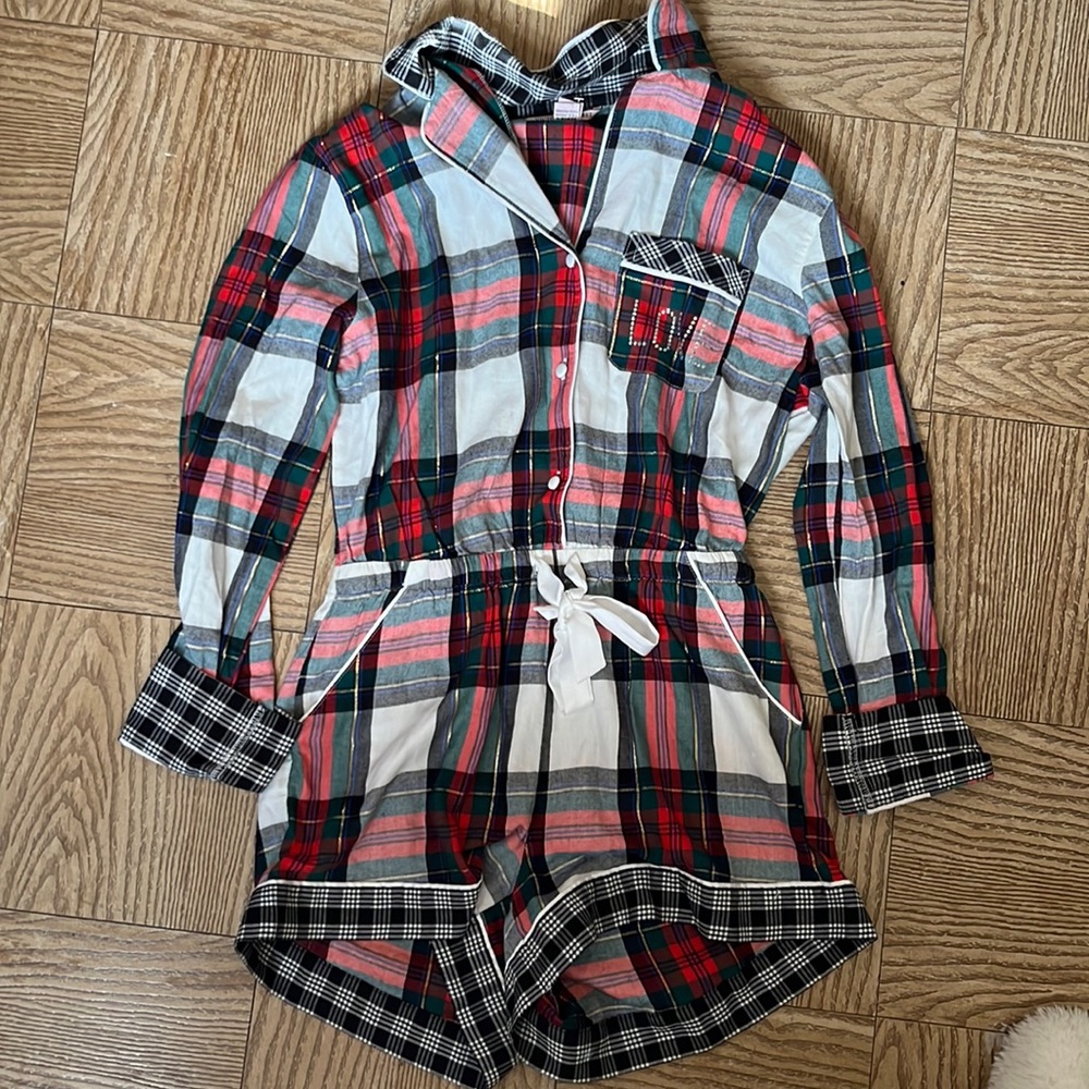 Victoria’s Secret pajama flannel sexy cute one piece XS
